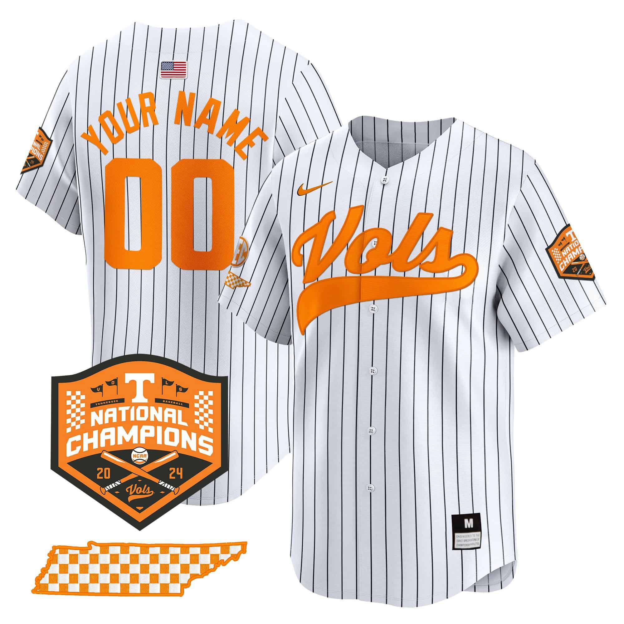Men Tennessee Volunteers White Stripe 2024 Nike Champions Vapor Premier Limited Custom NCAA Jersey->customized nfl jersey->Custom Jersey